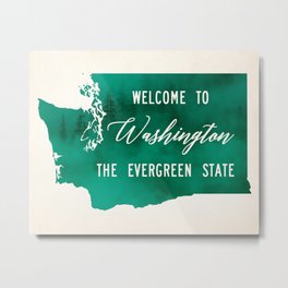 Welcome to Washington State Map Artwork Metal Print | Typography, Forest, Evergreen, Artwork, Photo, Green, Pacificnorthwest, Welcome, Stateartwork, Stateofwashington 