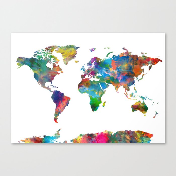 world map watercolor Canvas Print