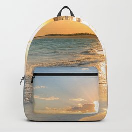 Aerial Photography Pink Blush Sunset Beach Backpack