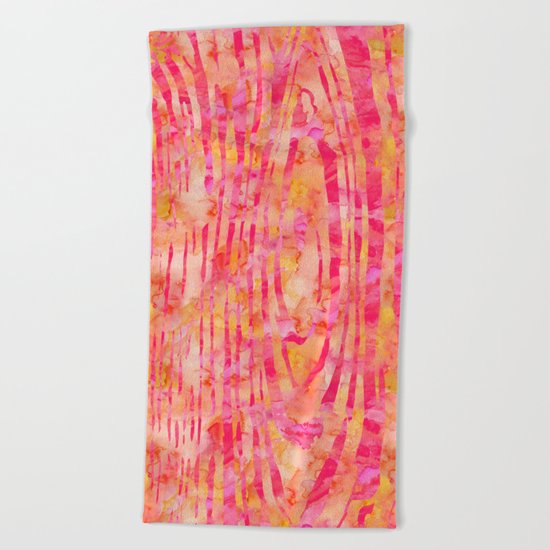 Orange Wood Print Beach Towel