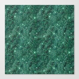 Green Diamond Studded Glam Pattern Canvas Print