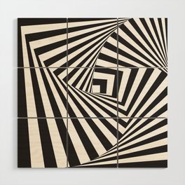 Black And  White Pop Art Optical Illusion Wood Wall Art