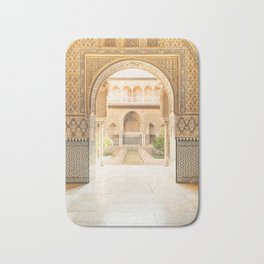 Seville IV [ Andalucia, Spain ] Islamic muslim gold tile door in Real Alcazar or Alhambra in Granada Bath Mat | Granadaandalucia, Fineartpostcard, Travelposter, Arabicwallart, Symmetricgeometric, Spanisharchitecture, Islamiclightgarden, Alhambraprint, Marrakechdoor, Indiaframeposters 