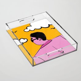 Cool Guy Pink and Yellow Retro 90s Acrylic Tray