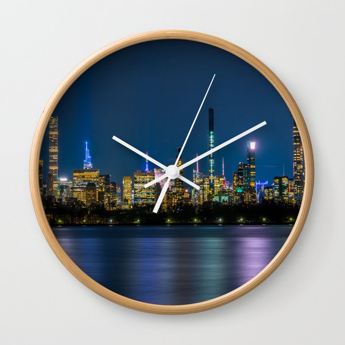 New York City night reflections Wall Clock
