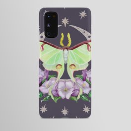 Nighttime Luna Moth with Datura Flowers - Indigo Version Android Case