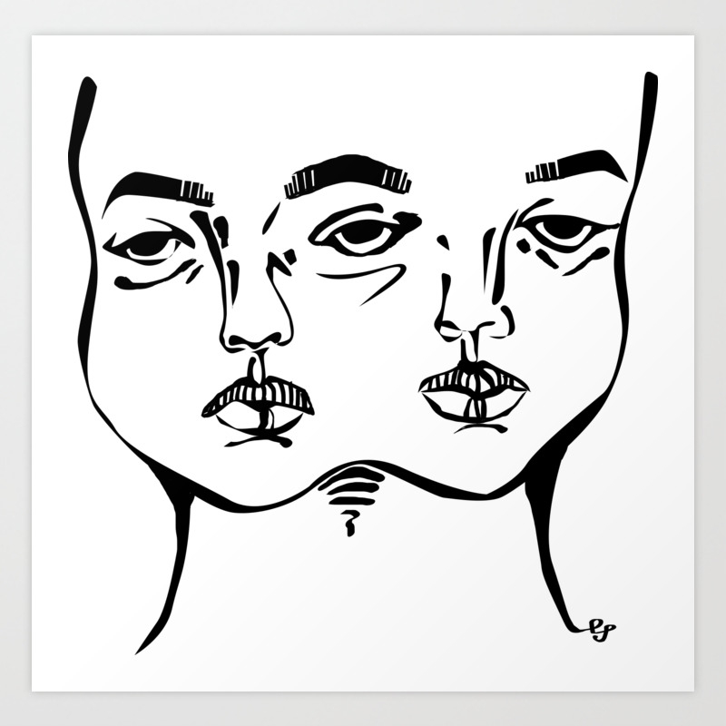 Tumblr 3 Eyed Twin Girl Art Print By Absmif Society6,Beautiful Cute Cats And Dogs Together
