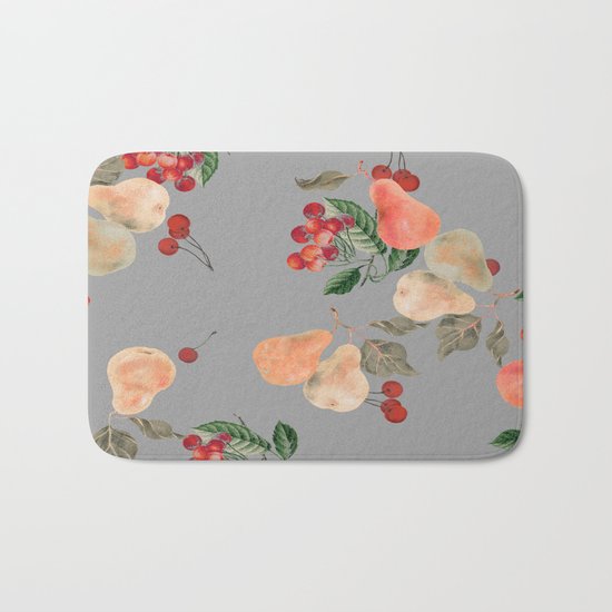 cherries and pears winter Bath Mat