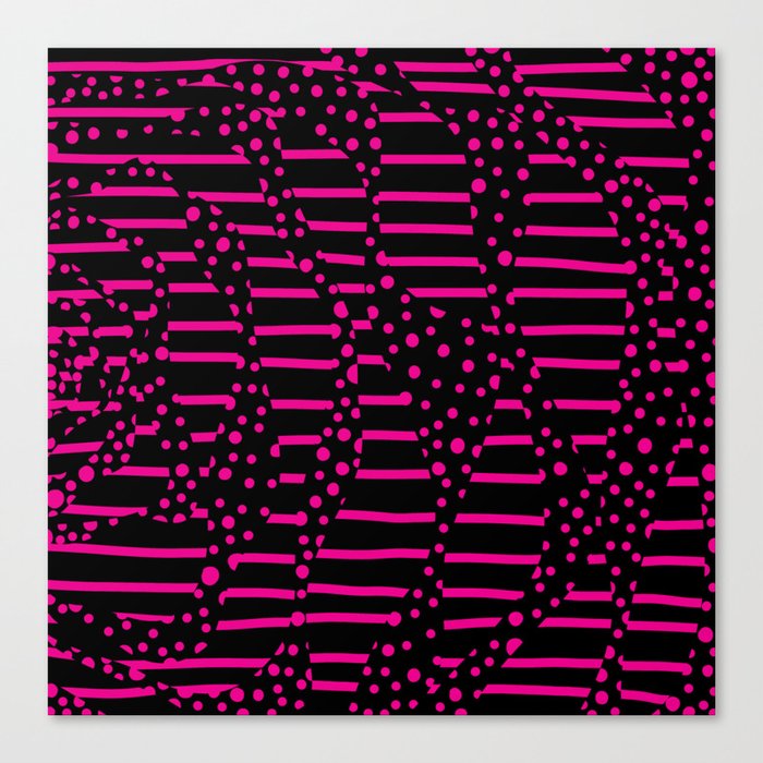 Spots and Stripes 2 - Magenta and Black Canvas Print