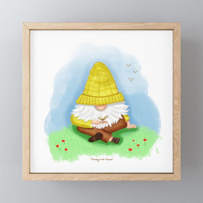 Honeycomb Gnome Framed Mini Art Print