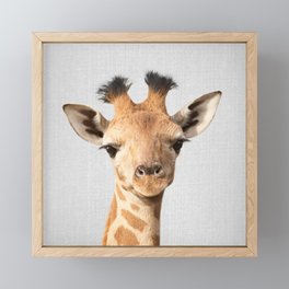 Baby Giraffe - Colorful Framed Mini Art Print