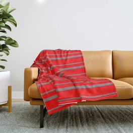 [ Thumbnail: Red & Gray Colored Pattern of Stripes Throw Blanket ]