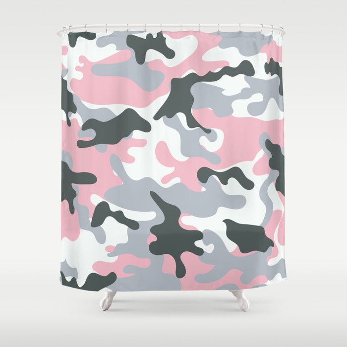 Pink Army Camo Camouflage Pattern Shower Curtain