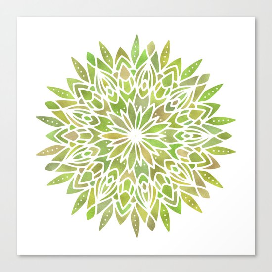 Mandala Desert Cactus Green Canvas Print