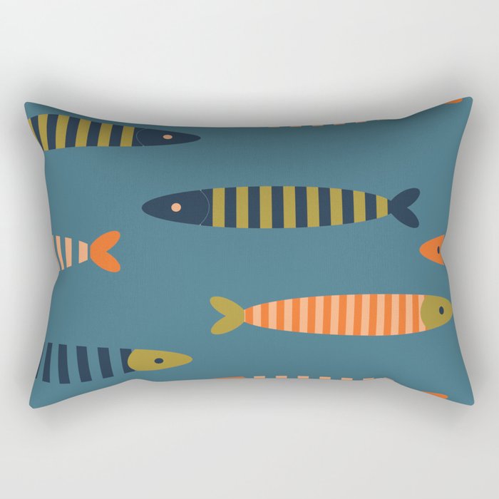 Striped fish - blue Rectangular Pillow