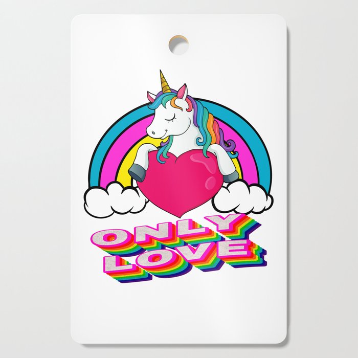 Cute Unicorn Holding A Red Heart – Valentine's Day Gift Cutting Board