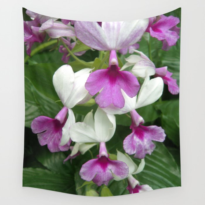 Calanthe Orchid Cascade Wall Tapestry