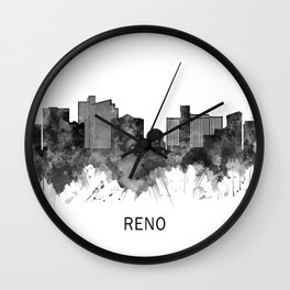 Reno Nevada Skyline BW Wall Clock