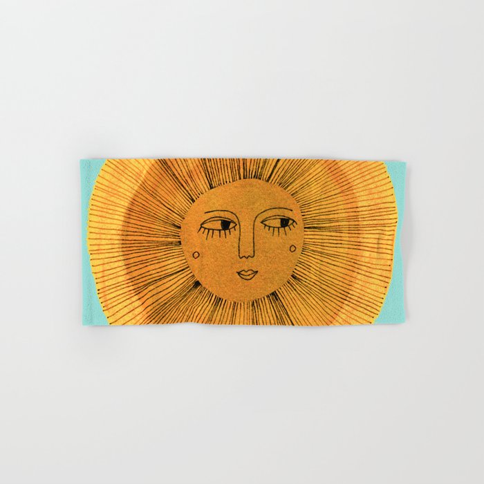 Sun Drawing Gold and Blue Hand & Bath Towel
