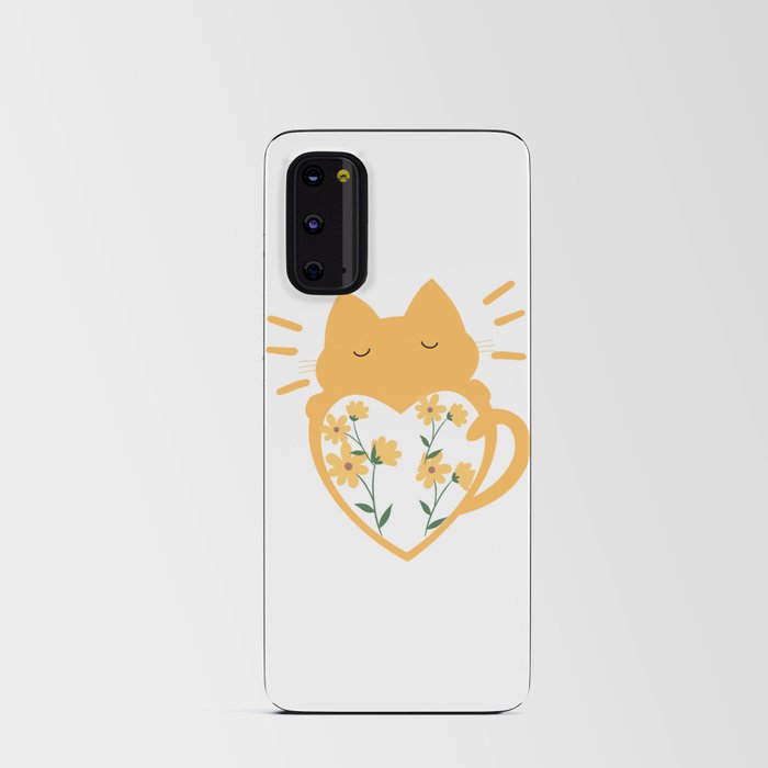 A cat with a heart and roses is a gift for cat lovers. Shirt for Cat Lover, Funny Cat Lover Android Card Case