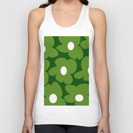 Spring Green Retro Flowers Dark Green Background #decor #society6 #buyart Tank Top