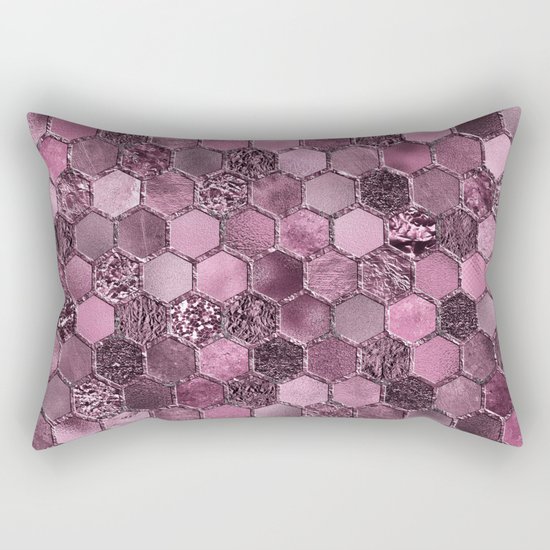 Pink & purple geometric hexagonal elegant & luxury pattern Rectangular Pillow