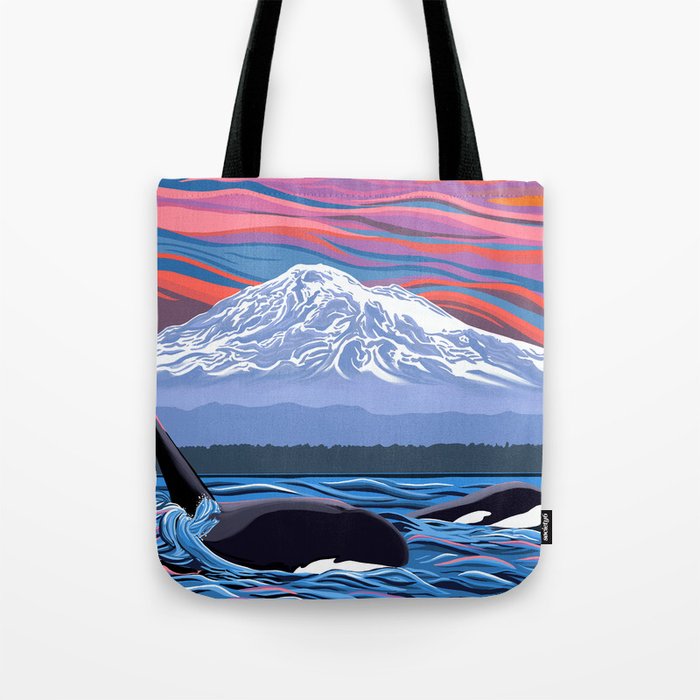 Orca Momma and calf - Ballet Slipper Tote Bag