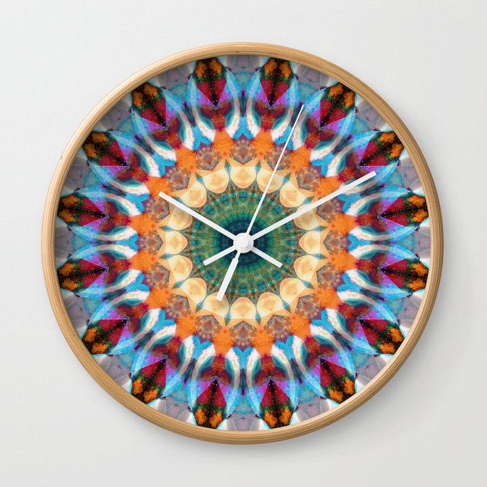 Joy Dance - Bright Colorful Mandala Art Wall Clock