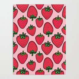 Strawberry pattern Poster