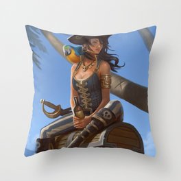 Kidds Treasure Throw Pillow | Kehl, Painting, Pirategirl, Caribbean, Kidd, Booty, Island, Bobkehl, Pirate, Pirates 