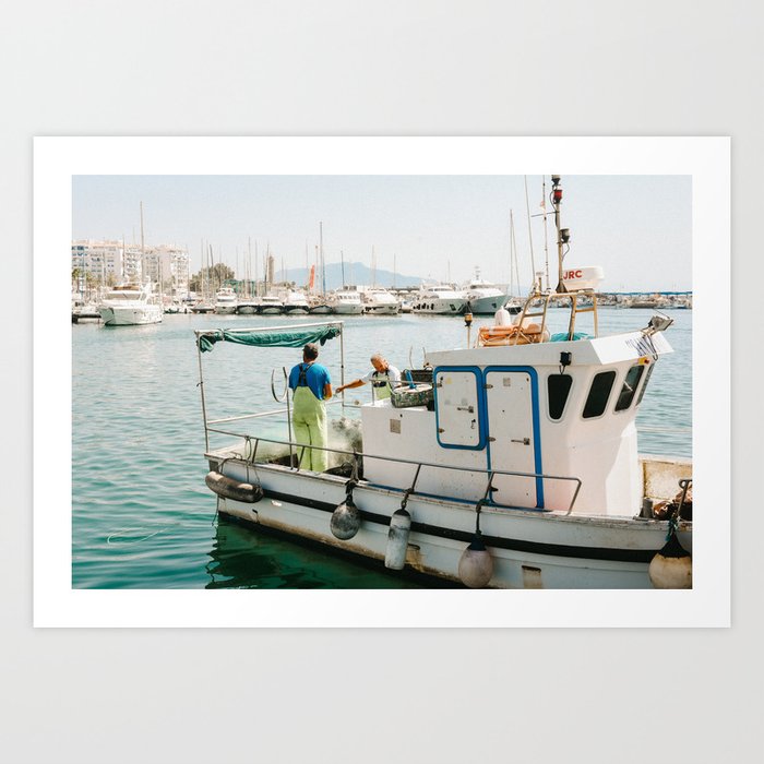 Fisherboat in the old harbor of Malaga | Spain Fine art travel photography print Art Print
