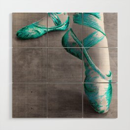 Ballet Shoe Blue Wood Wall Art