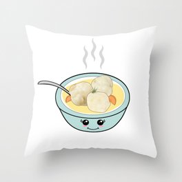 Kawaii Matza Ball Soup - Passover Art Throw Pillow