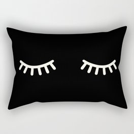 Eyelashes | Black & White Sleeping Eyes Rectangular Pillow