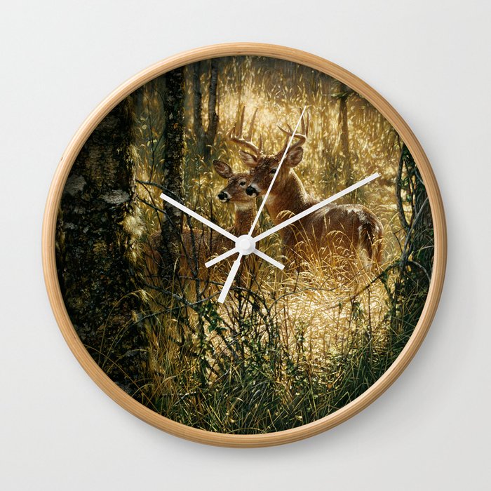 Whitetail Deer - A Golden Moment Wall Clock