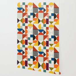 mid century retro shapes geometric Wallpaper