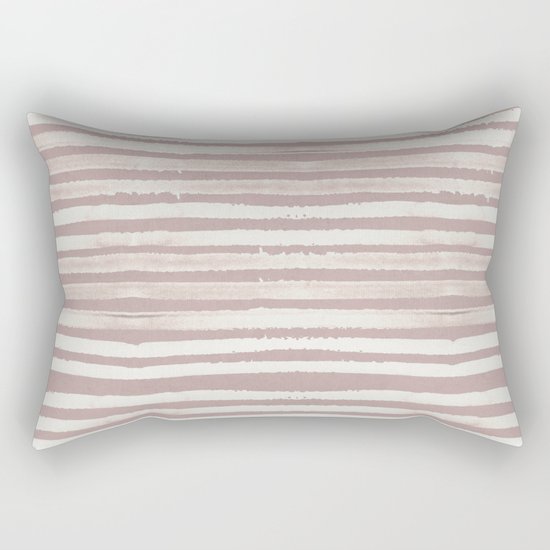 Simply Shibori Stripes Lunar Gray on Clay Pink Rectangular Pillow