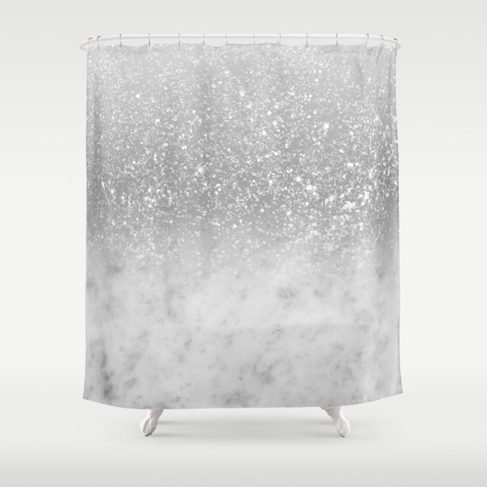 White Marble Silver Ombre Glitter Glam 1 Shiny Gem Decor Art White Marble Silver Ombre Glitter Glam 1 Shiny Gem Decor Art Society6 Shower Curtain
