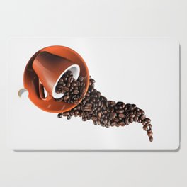 Red cup of espresso coffee beans Cutting Board