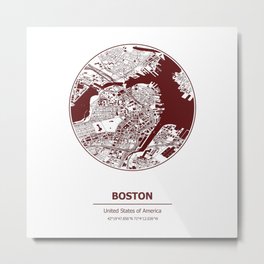 Boston city map coordinates Metal Print