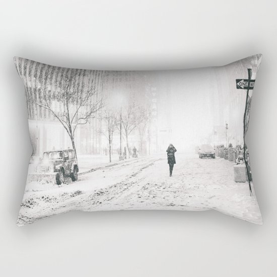 New York City Snow in Times Square Rectangular Pillow