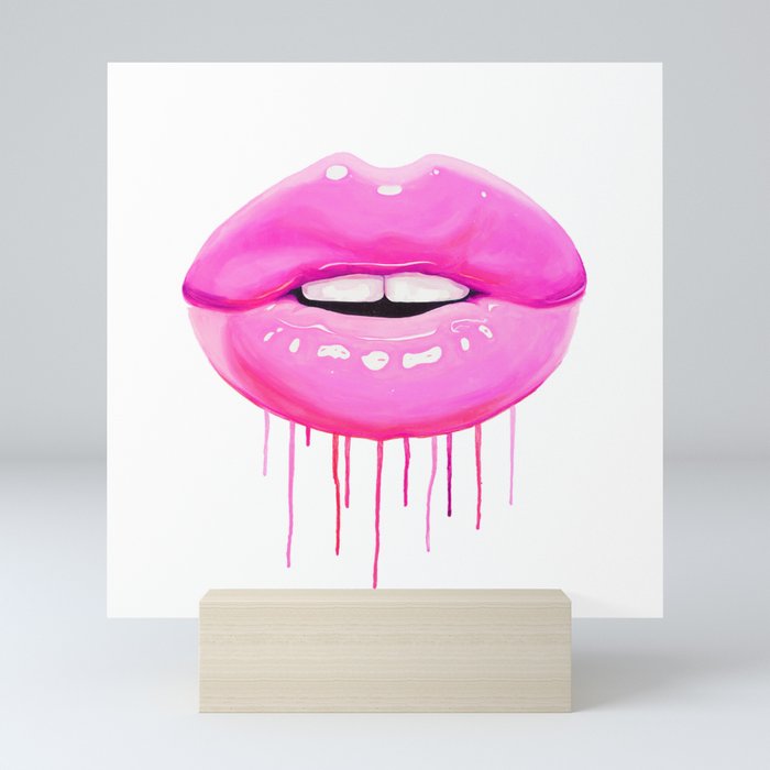 Pink lips Mini Art Print