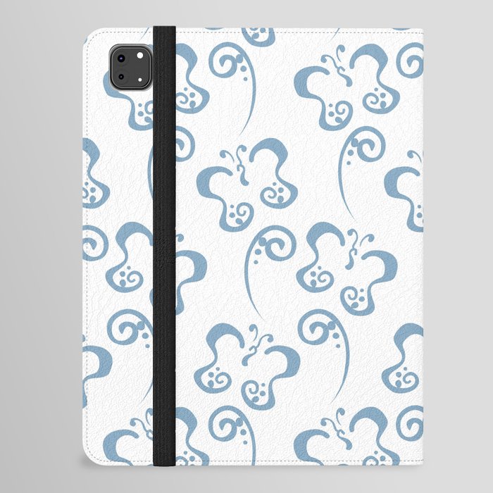 Blue and White Butterfly and Scroll Pattern Pairs Dulux 2022 Popular Colour Sky View iPad Folio Case