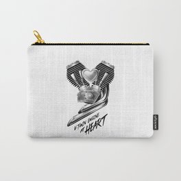 V-Twin Engine at Heart Carry-All Pouch | Vtwinengine, Engine, Lettering, Black And White, Graphicdesign, Bike, Vehicle, Calligraphy, Motorcycleparts, Digital 