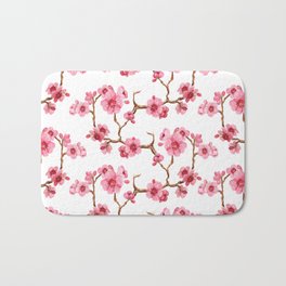 Japanese sakura Bath Mat | Garden, Watercolour, Cherry, Season, Flower, Pink, Floral, Blossom, Spring, Blooming 