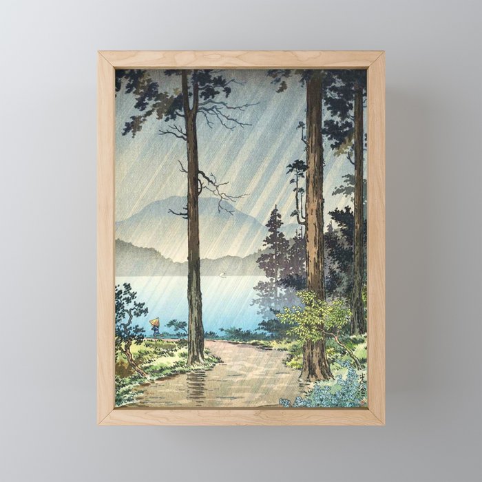 Tsuchiya Koitsu - Morning Rain in Hakone - Japanese Vintage Woodblock Painting Framed Mini Art Print