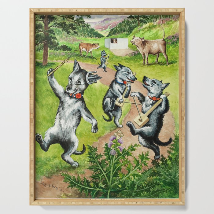 Dancing Dogs by Louis Wain Serving Tray