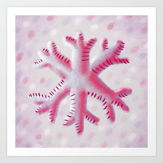 Purple Pink Soft Snowflake Art Print