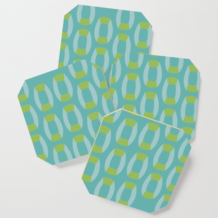 Retro Mid Century Modern Teal Abstract Pattern  Coaster