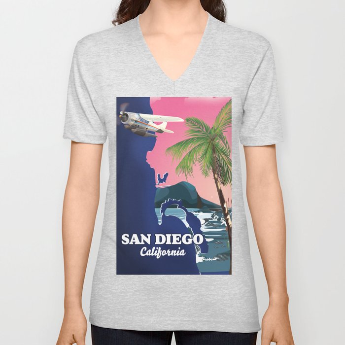 San Diego California map V Neck T Shirt